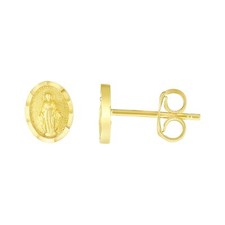 Floreo 14k Yellow Gold 7.5mm Virgin Mary Stud Earrings