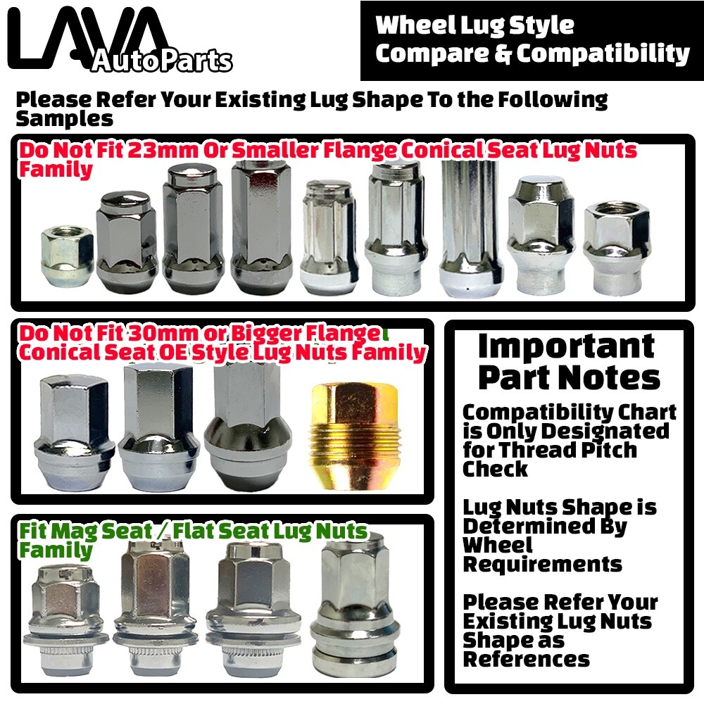 32x Black M14x1.5 OEM Factory Style Mag Seat Lug Nuts 7/8