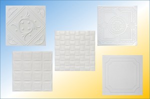 Decorative Glue Up Ceiling Tiles White 20x20 Varied Patterns 2