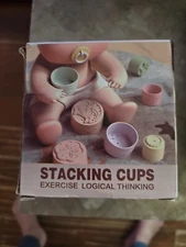 Stacking Cups Toy, Educational Baby Silicone Soft Teething Toy. DAMAGED BOX 