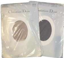 CHRISTIAN DIOR Nylon Stockings Brown Taupe Womens Sz 4 Lot of 2 70s 80s