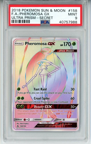 POKEMON ULTRA PRISM PHEROMOSA GX #158 SECRET RARE HOLO FOIL PSA 9 MINT #40757988