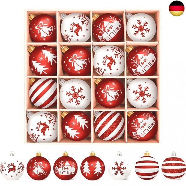 Arbolisse Weihnachtskugeln Kunststoff Christbaumschmuck,16Pc Christbaumkugeln-image