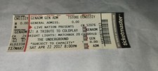 42 coldplay tribute band ticket stub charlotte nc 4/22/2017