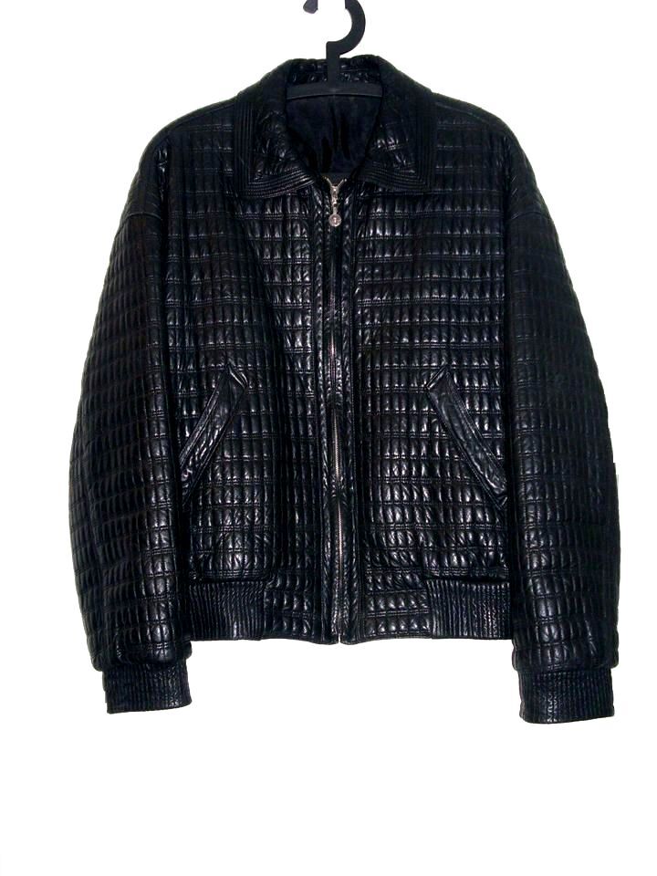 Sehr besondere, seltene, gefütterte Lederjacke Gianni Versace