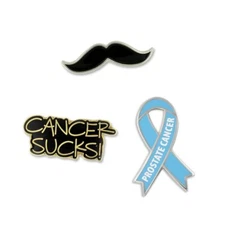 PinMart's Prostate Cancer Awareness Mustache Ribbon Enamel Lapel Pin Set