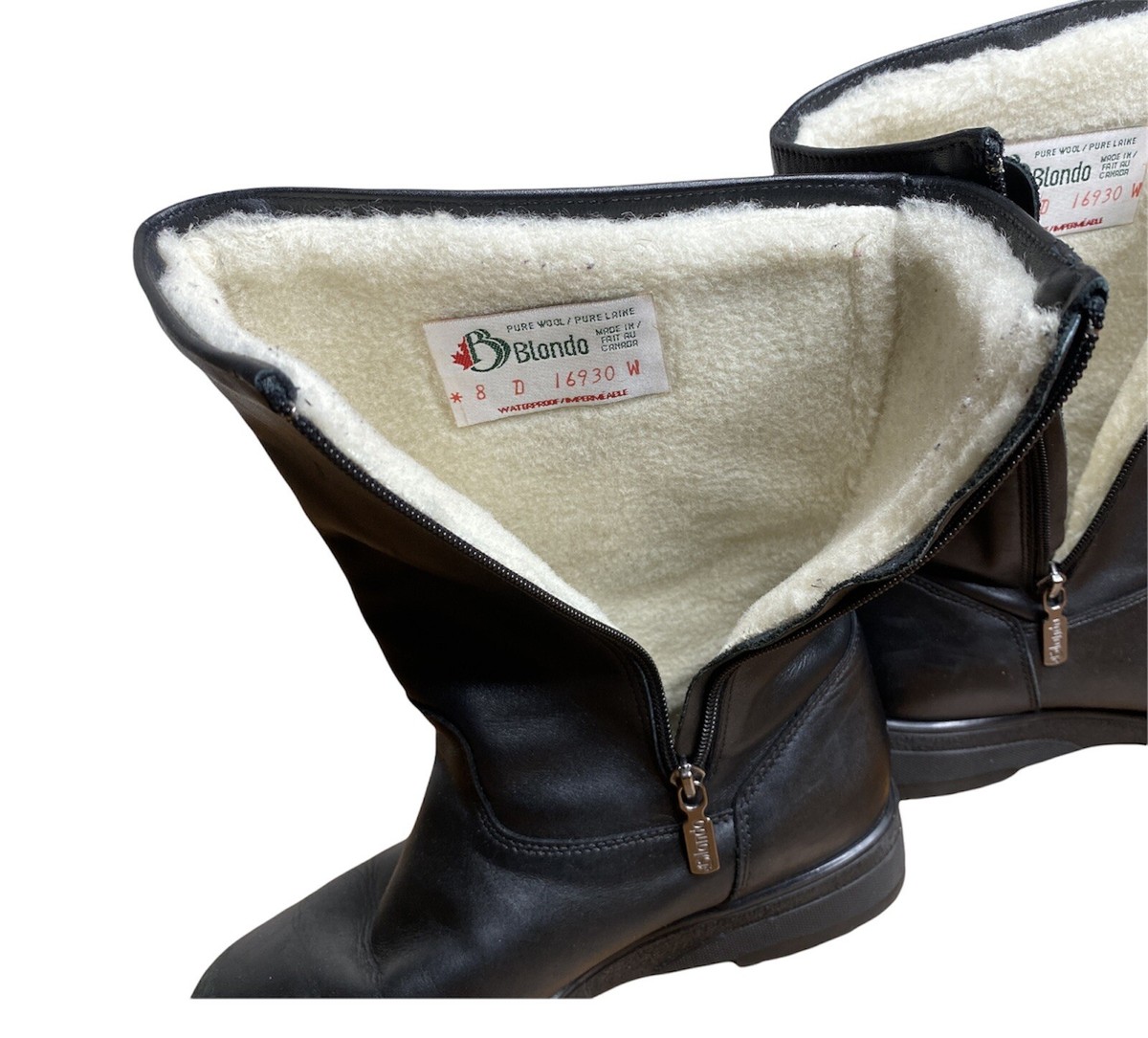 Blondo Boots Mens 8 D  Black Leather Pure Virgin Wool  Zip Made in Canada BLONDO-  main image 3