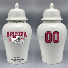 Ceramic Large Urn for Arizona Cardinals Football Theme, Custom Text Number