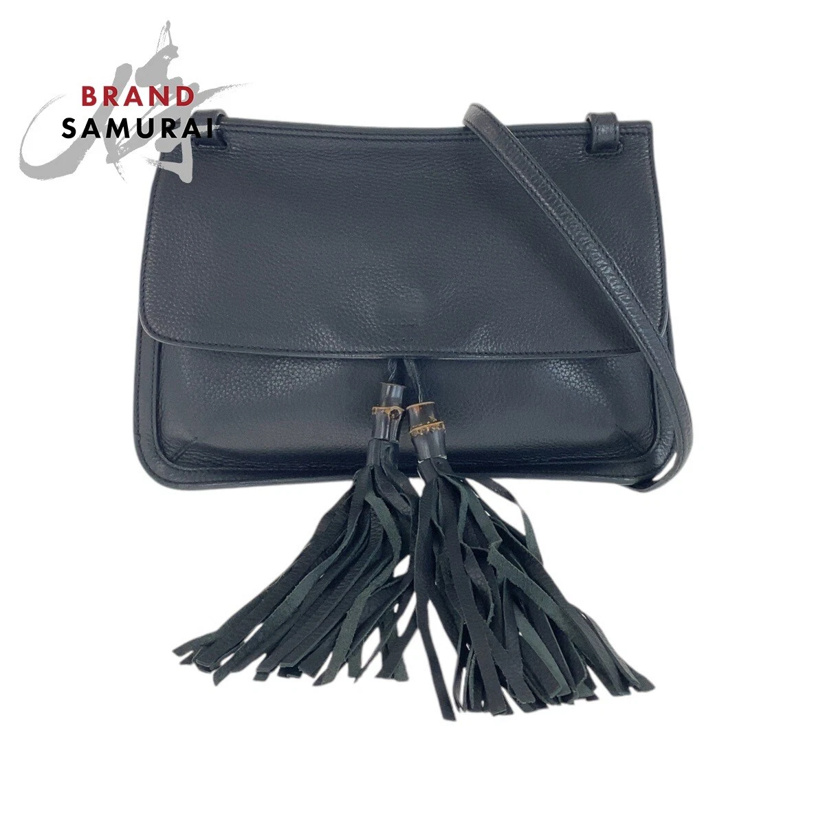 Sac à bandoulière diagonale GUCCI Bamboo Tassel daily 370826 sac messager noir