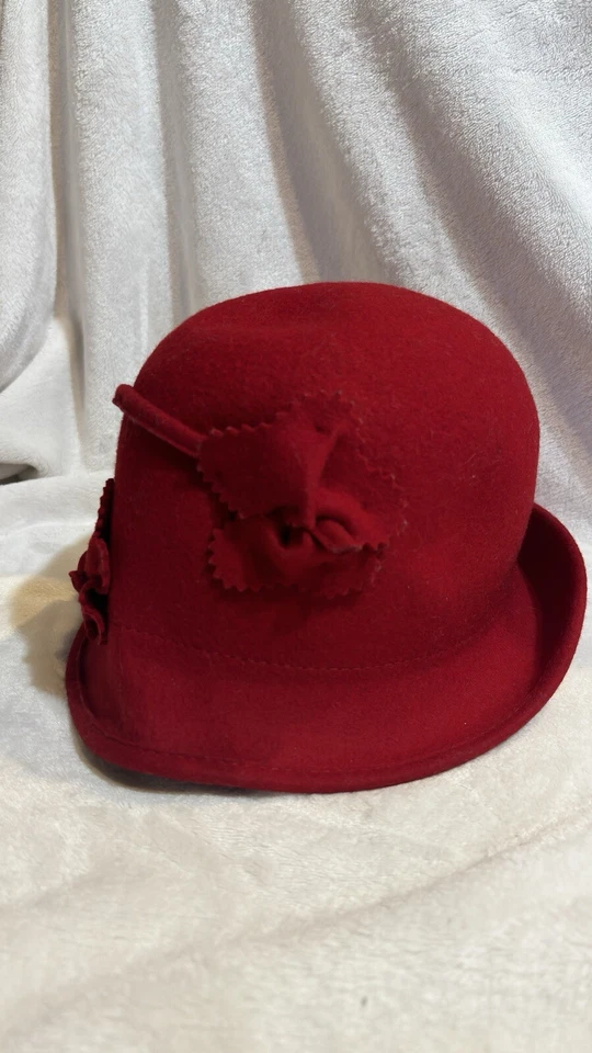 De colección RARO Dama Rachel Rojo Lana Coche Vestido Sombrero Años 60 Foto 2 de 4