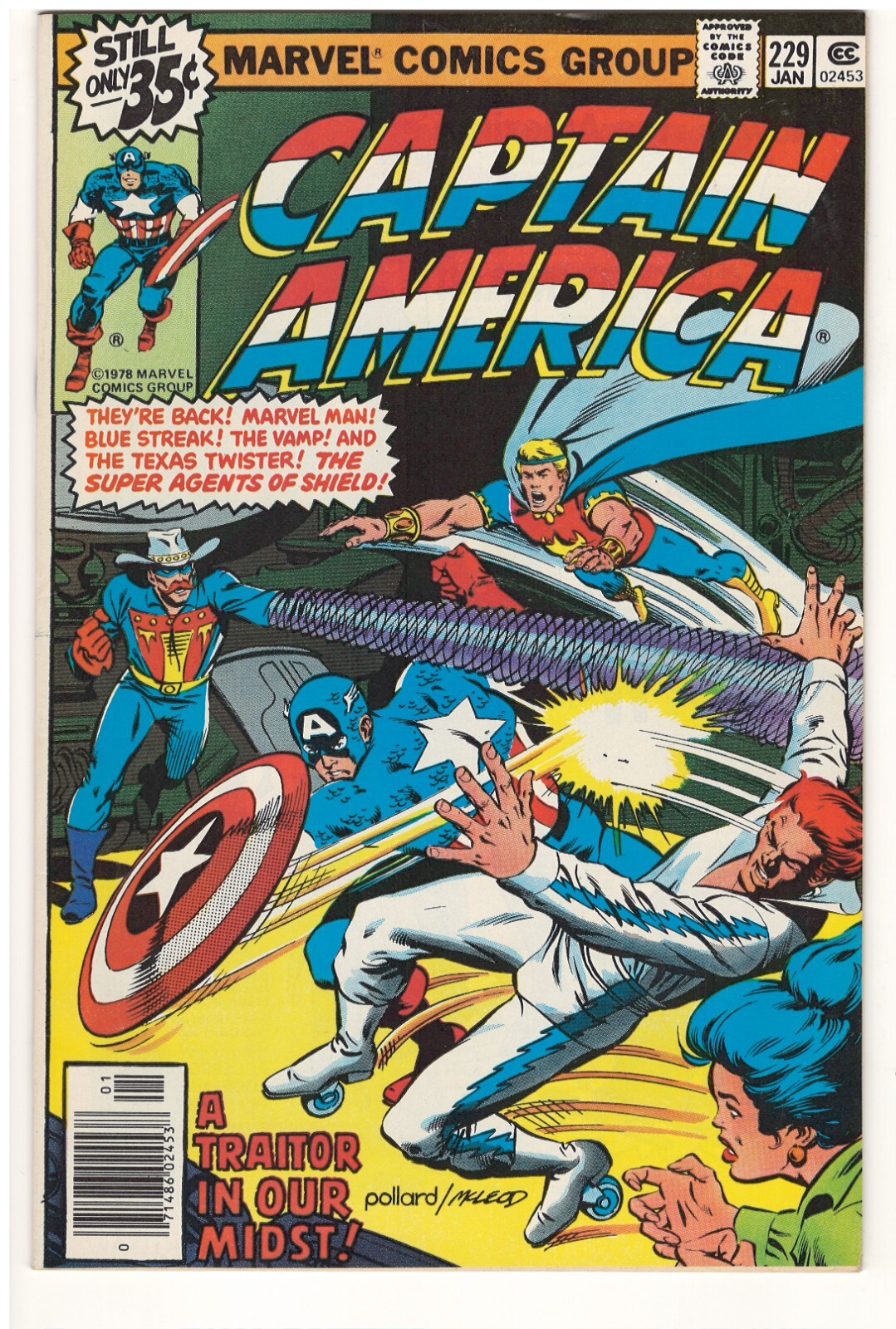 Capitán América #229 (VF+) 1979 Marvel Comics "¡Traidores todo sobre mí!"