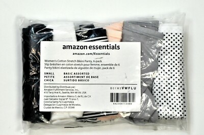 Amazon Essentials Women's Cotton Blend Bikini Briefs Underwear, 6-Pack Small