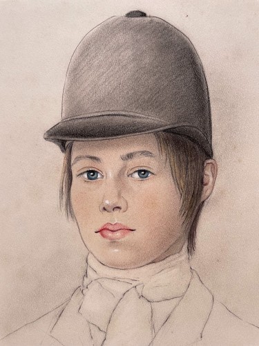 Unknown Painter Portrait Young Woman With Riding Cap Exit Equestrian Sports - Picture 2 of 10