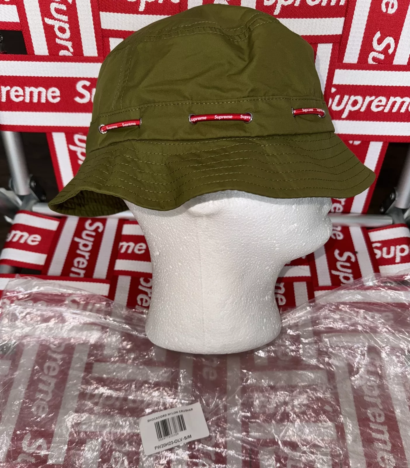 Chapeau seau concasseur nylon cordon de choc suprême !!FW20 !Taille S/M !! Neuf dans sa boîte !!Super Rare !!!!