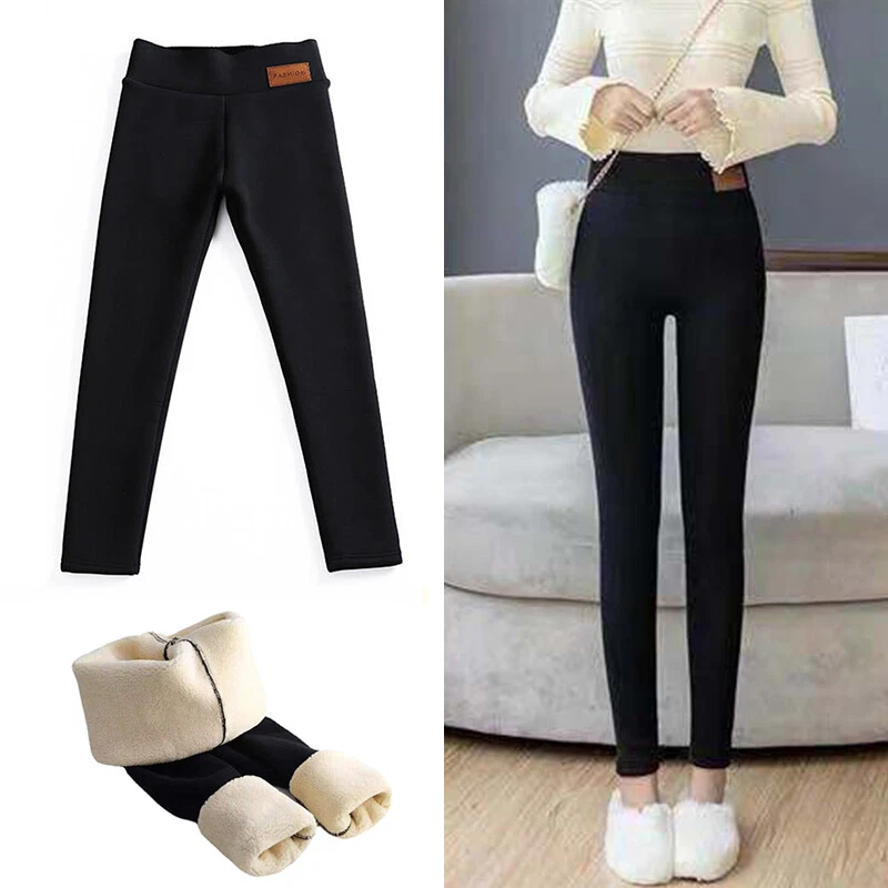 Women's Winter Polar Sherpa Lined Leggings Hot Thermal Stretch Pants Thick