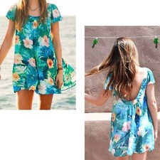 SHOW ME YOUR MUMU Tropical Floral Print Open Back Keahi Mini Dress XS