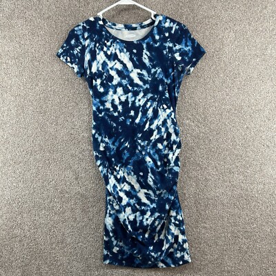 blue maternity dress short Casual Maternity Buttoned Short Dress With Sleeves main image 0