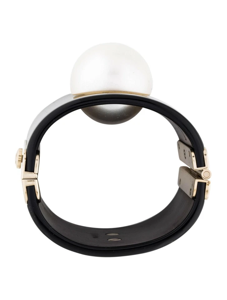 Brazalete CHANEL Puño Gripoix Perla Grande 2014 Verano Dorado Negro gyuh Foto 3 de 4