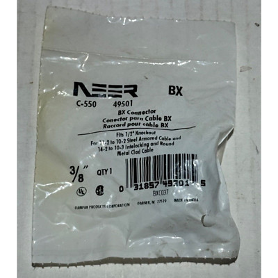 C-550 Neer Set Screw Connector 3/8'' BX 14-2 / 10-2 AC MC 10-3 MCI 49501