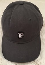 Victoria's Secret PINK Baseball Cap P Logo Embroidered Black Adjustable Hat NWT