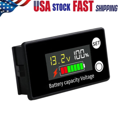 Battery Capacity Indicator DC 8V-100V Voltmeter Voltage Meter Monitor Gauge USA