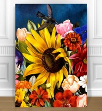 Impresión artística en lienzo FRIDA KAHLO FLORES COLIBRÍ 16x12"
