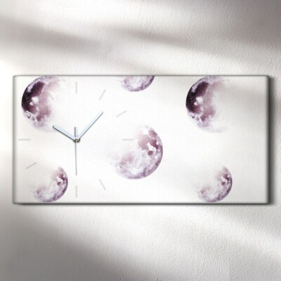 Wandbild Leinwand Bilder mit Uhr Kunstdruck 60x30 Mond Mondlicht Interstellar