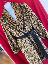 TERRY LEWIS Classic Luxuries*Fsux Fur*Cheetah Wrap 3/4 Coat*M*nwot