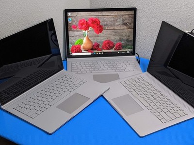 LOT of 3 Microsoft Surface Book 13.5'' 3000x2000 i5-6300U 2.4GHz 8GB 128GB W10P