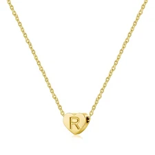 Rnivida Tiny Initial A-Z Heart Necklace, Dainty Alphabet Heart Letter Pendant...