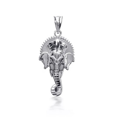 3D 10K/14K massives Gold Hindu Elefant Gott Ganesha Anhänger Halskette