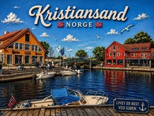 K&uuml;hlschrankmagnet Kristiansand &ndash; Norge | Norwegen Souvenir | Hafenmotiv
