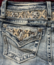 Miss Me Women's Bootcut Jeans Slim Fit Light Wash Embellished 5-Pocket