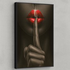 INSPIRELO RED SILENCE POWERFUL LIPS BEST QUALITY WALL PRINT POSTER CANVAS