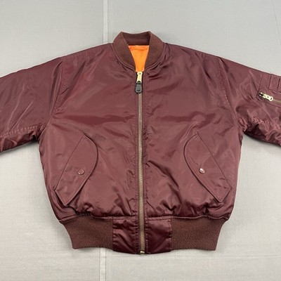 Alpha Industries MA-1 Bomber Jacket Burgundy Maroon Orange Liner