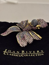 JOAN RIVERS Amethyst EXOTIC ORCHID Pave Rhinestone BROOCH Limited Edition #995