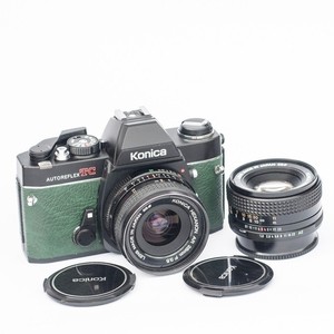 Konica Autoreflex TC Film Camera – Green Khaki, 50mm f1.7 & 28mm f3.5 Lenses