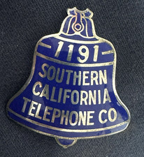 1940&rsquo;s  Southern California BELL Telephone Co. EMPLOYEE BADGE Cloisonn&eacute; Enamel