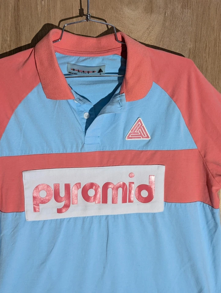 black pyramid polo shirt mens XL short sleeve collared button logo coloblock - Image 4 of 4