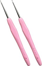 Mdoker 2PCS Small Size Crochet Hook Ergonomic Handle Needles 1mm