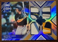 2017 PANINI ELITE NATHAN LUKES SSP SAPPHIRE BLUE #'d /5 QUAD PATCHES TORONTO