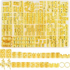 NEBURORA 260 Pcs Gold Hair Jewelry for Braids 14 Styles Loc Jewelry for Hair ...