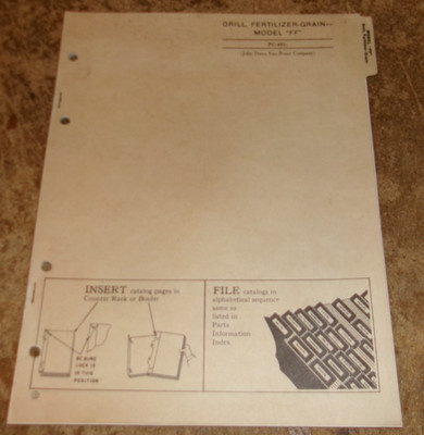 1954 john deere van brunt model FF grain drill parts catalog very good used
