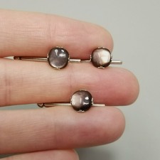 Vintage Mother of Pearl Shirt Tuxedo Button Studs Silver Tone Set of 3 Unsigned