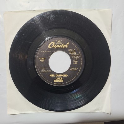 Neil Diamond ~ Hello Again/ Amazed and Confused ~ Jazz Singer Columbia 45 Record