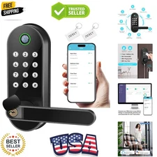 Keyless Entry Fingerprint Smart Lock with Handle & Keypad: Biometric Digital ...
