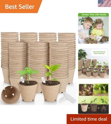 131 Pcs Organic Peat Pots, 3.15 Inch Nursery Pot, Round Plant Seedling Pots w...