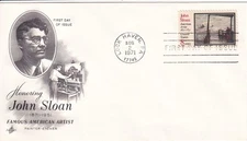 STAMP US SCOTT 1433 "John Sloan" 8 CENT 1971 FDC - C