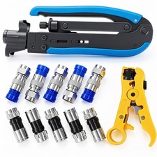 mxuteuk Coax Cable Crimper Kit Adjustable RG6 RG59 RG11 755 757 Coaxial Compr...