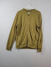 Ibex 100% Merino Wool Olive Green LS Zip Up Shak Jacket Men's XL Pockets Stretch